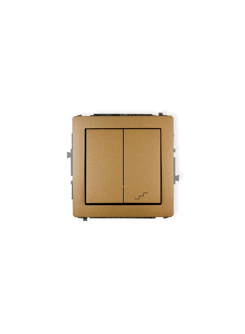 DECO Mechanizm łącznika jednobiegunowego ze schodowym (osobne zasilanie) złoty metalik