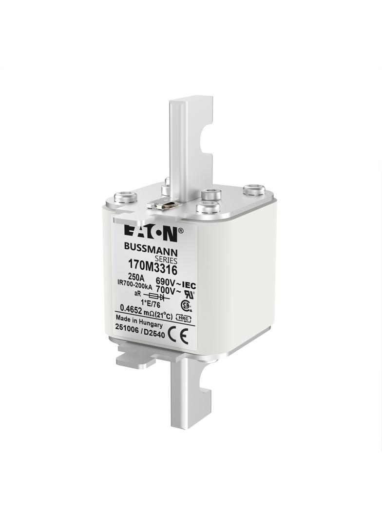 250A 690V IEC 1*E/76 aR FUSE Wkładka szybka 250A AC 690V rozmiar 1 45x59x102 mm aR, 170M3316 EATON