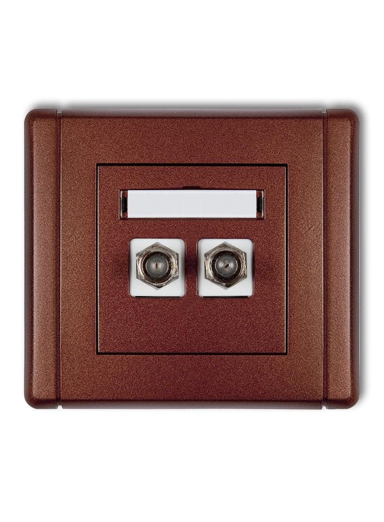 FLEXI Gniazdo antenowe podwójne typu F (SAT) niklowane brązowy metalik