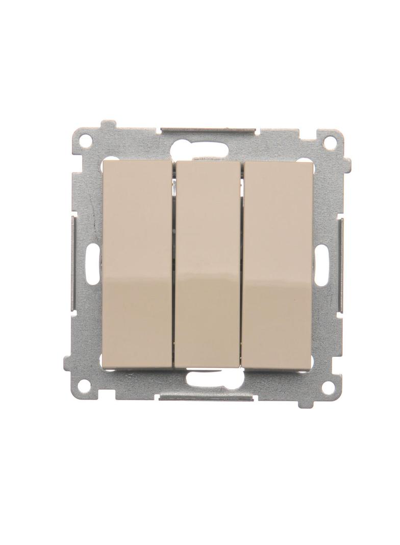 Simon 54 Przycisk potrójny z podświetleniem LED 10A 250V szybkozłączka kremowy DP31L.01/41 KONTAKT