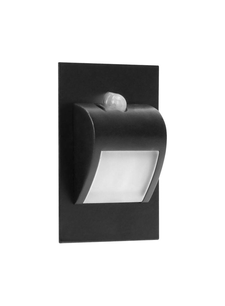 DRACO LED NEW 1,5W oprawa schodowa podtynkowa 12VDC 30lm 6000K czarny czujnik ruchu i zmierzch AD-OS