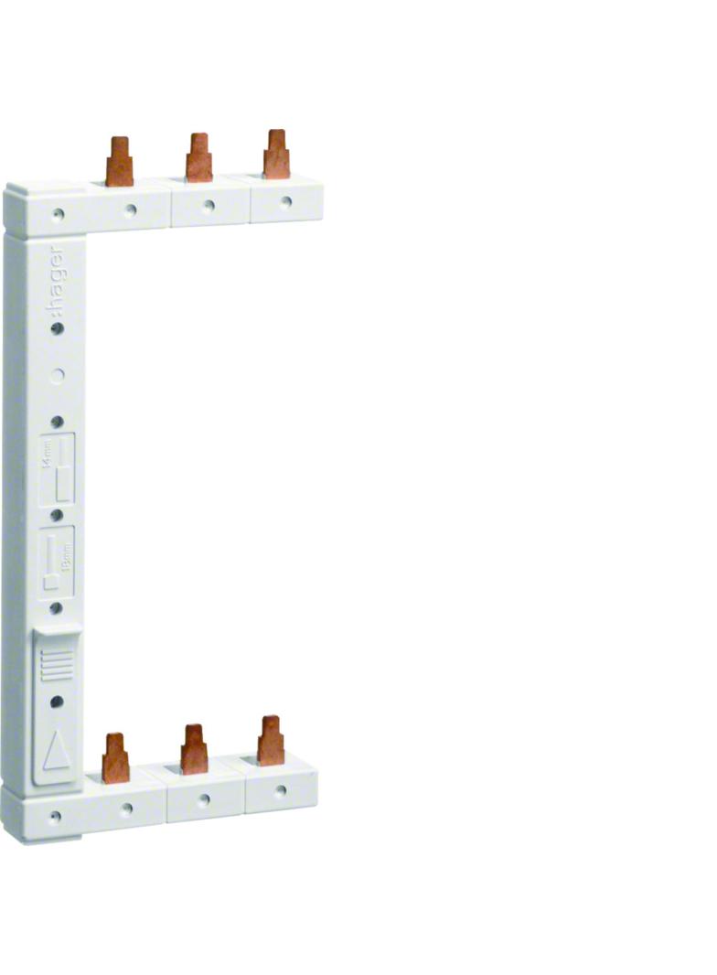 Szyna grzebieniowa kołkowa pionowa 3P 16mm2 do MCB 2-rzędowa lewa 125mm KCL363L HAGER