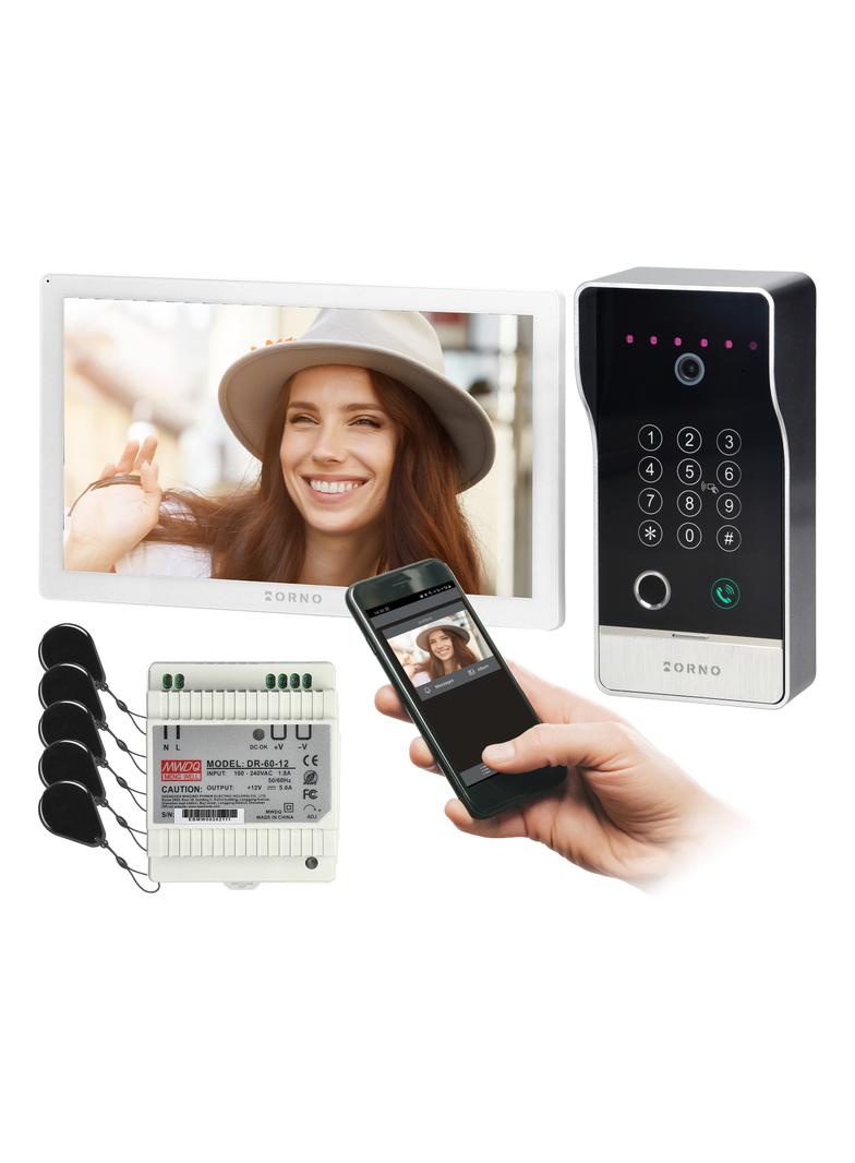 Zestaw wideodomofonowy, bezsłuchawkowy, monitor 10 LCD, menu OSD, WI-FI + APP na telefon, z gniazde OR-VID-MO-1076/W/S ORNO