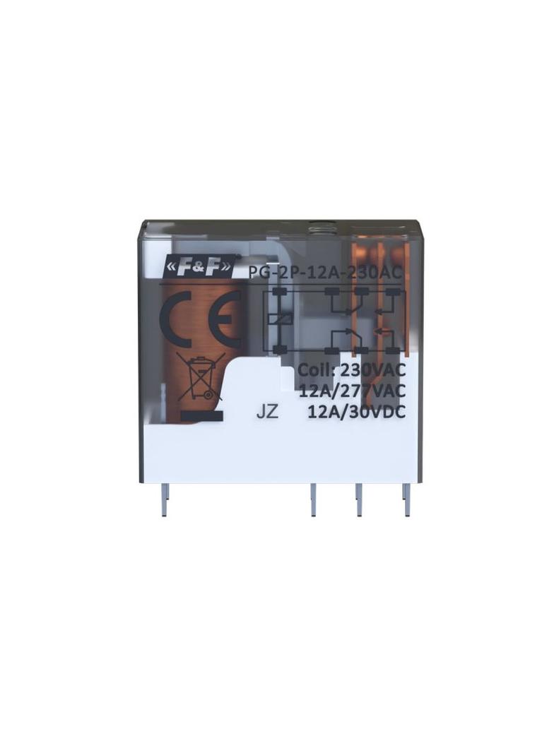 Przekaźnik 2xNO/NC obciążalność (na kanał) 12A/277V AC lub 12A/30V DC napięcie zasilania cewki 230 F