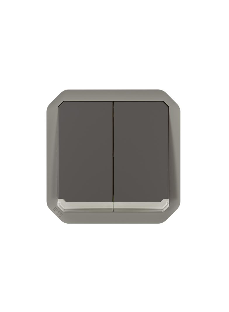 NOWE PLEXO - ŁĄCZ. PODWÓJNY/PRZY. PODWÓJNY Z PODŚWIETL. MECH 10AX-250V ANTRACYT 069806L LEGRAND