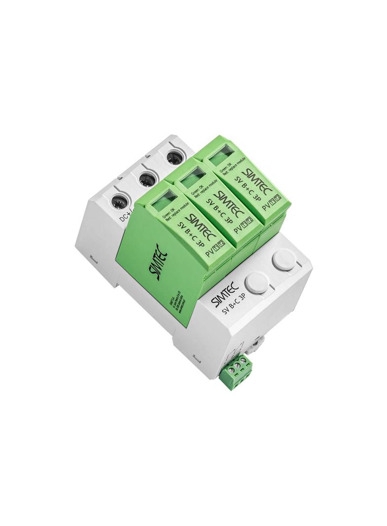 Warystorowy ogranicznik przepięć do instalacji fotowoltaicznych SV B+C 3P SIMTEC szary, typ1+ 2; PV; SIMET