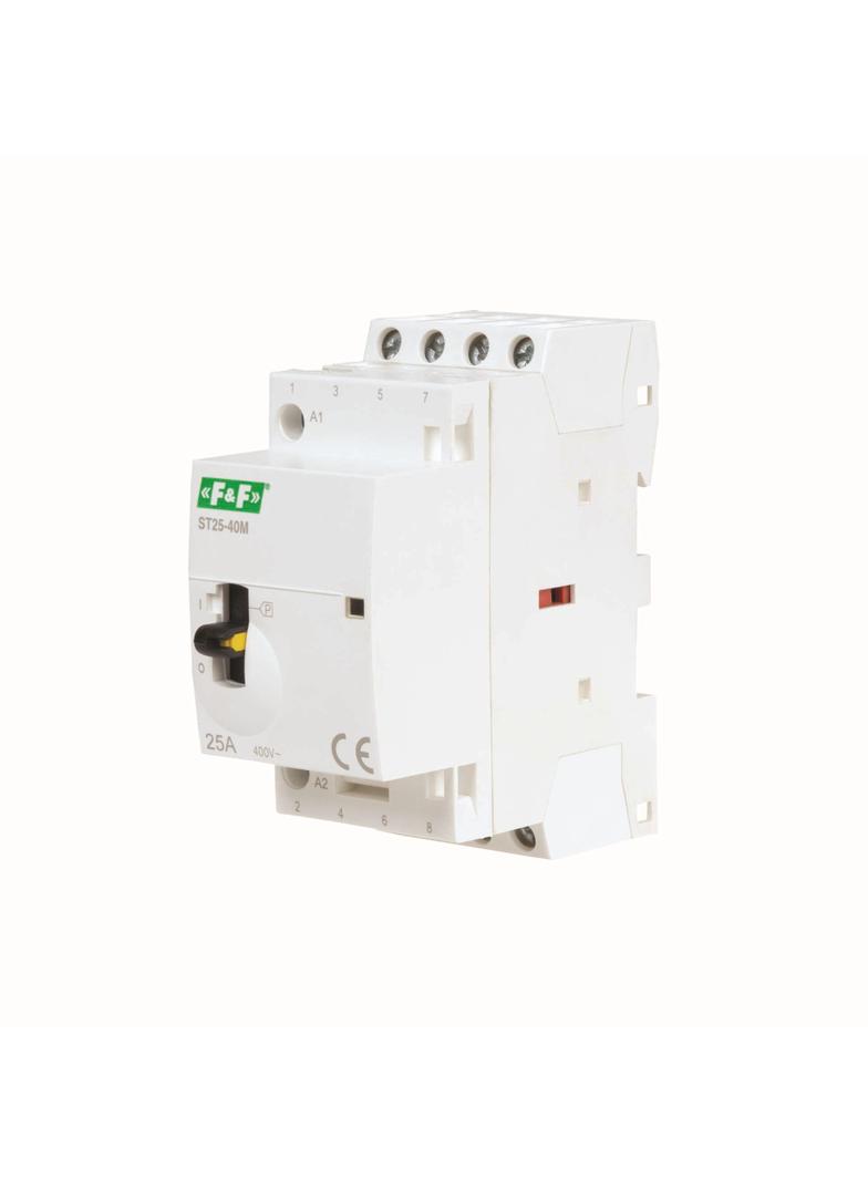 Stycznik modułowy ze sterowaniem ręcznym montaż na szynie 25A styki 4Z ST25-40-M F&F