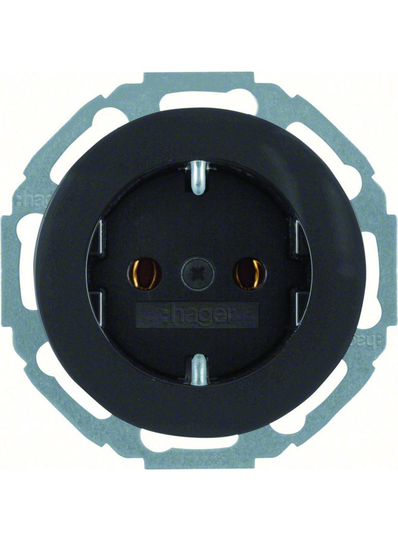 R.classic Gniazdo SCHUKO samozaciski czarny Berker 47452045 WLS1100BG HAGER