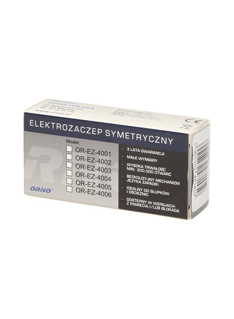 Elektrozaczep symetryczny z pamięcią i z blokadą MINI niskoprądowy 280mA dla 12VDC OR-EZ-4027 ORNO