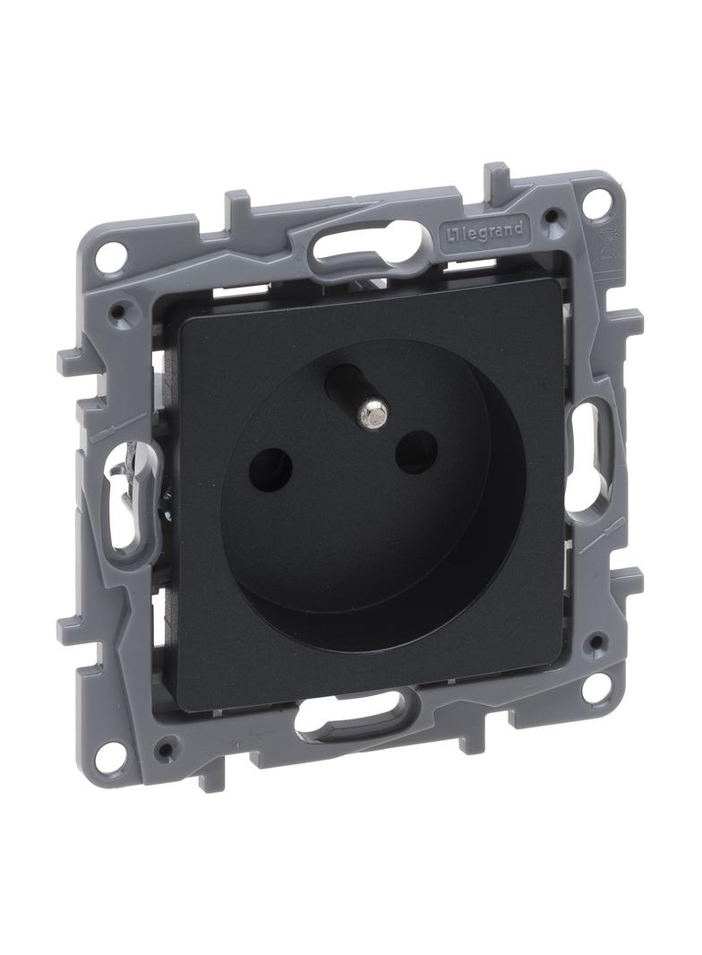 Niloe Selection - Gniazdo 2P+Z 16A - 250 V (Z Przesłoną Zaciski Automatyczne) Antracyt 762225 LEGRAND