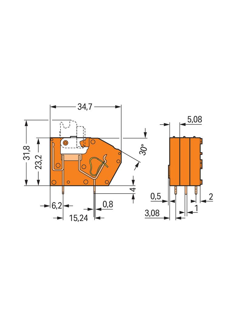 złączka do płytek drukowanych rozłączalna pomarańczowa ras. 5,08mm