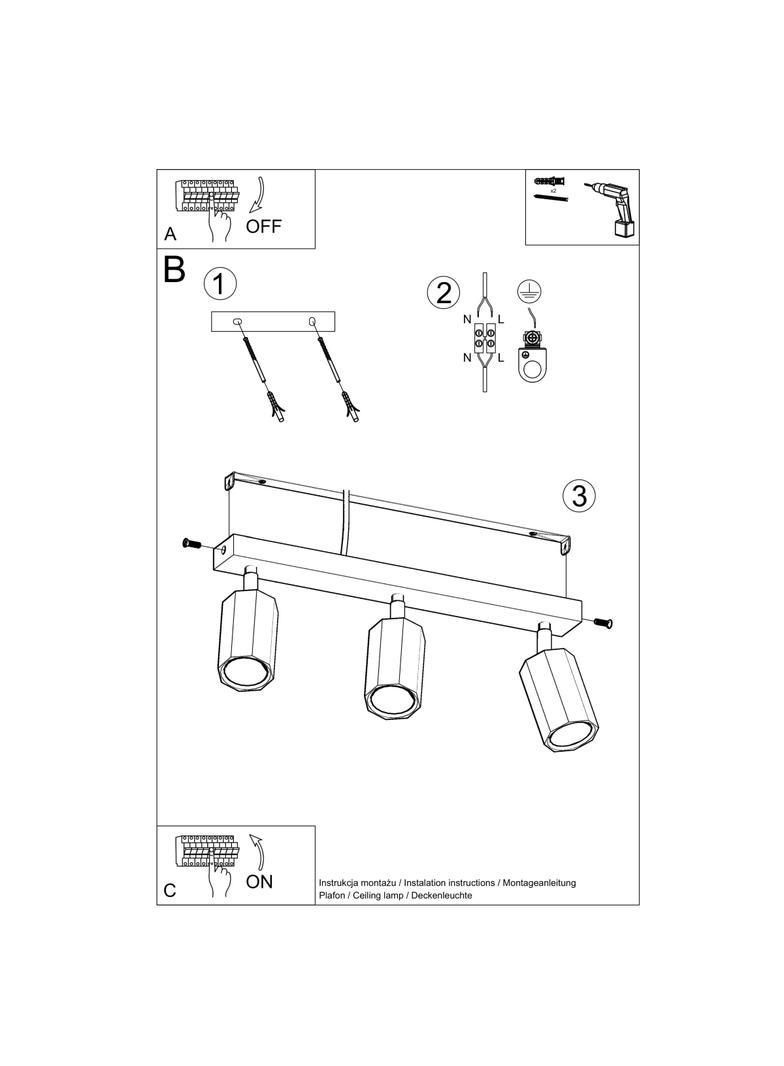 Sollux Plafon ZEKE 3 dąb SL.1030