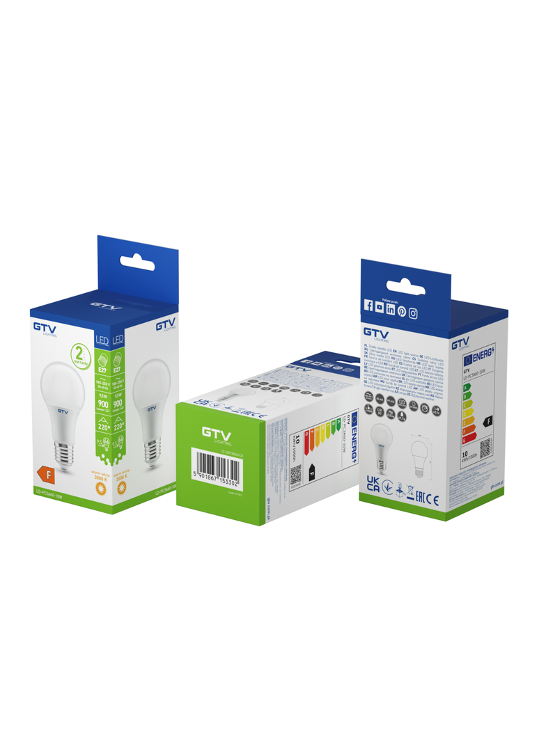 Żarówka LED, A60, CIEPŁA BIAŁA, E27, 10W, AC220-240 V, 840 lm