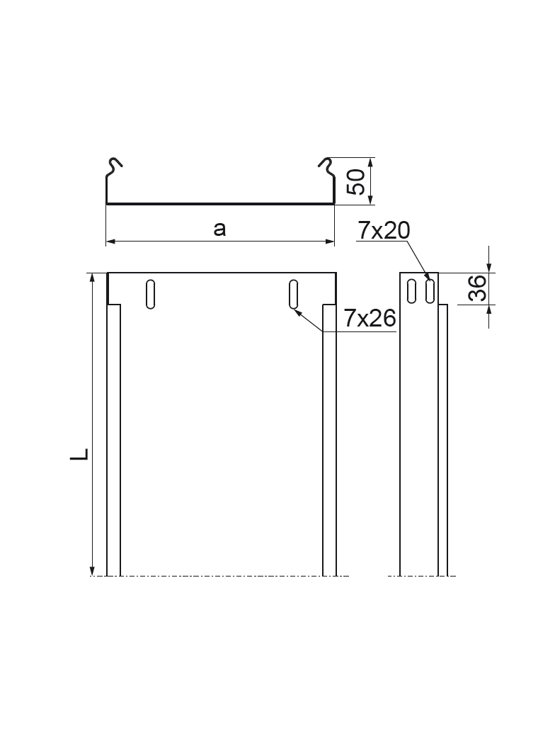 KBL300H50/3 KORYTKO 0,7 MM
