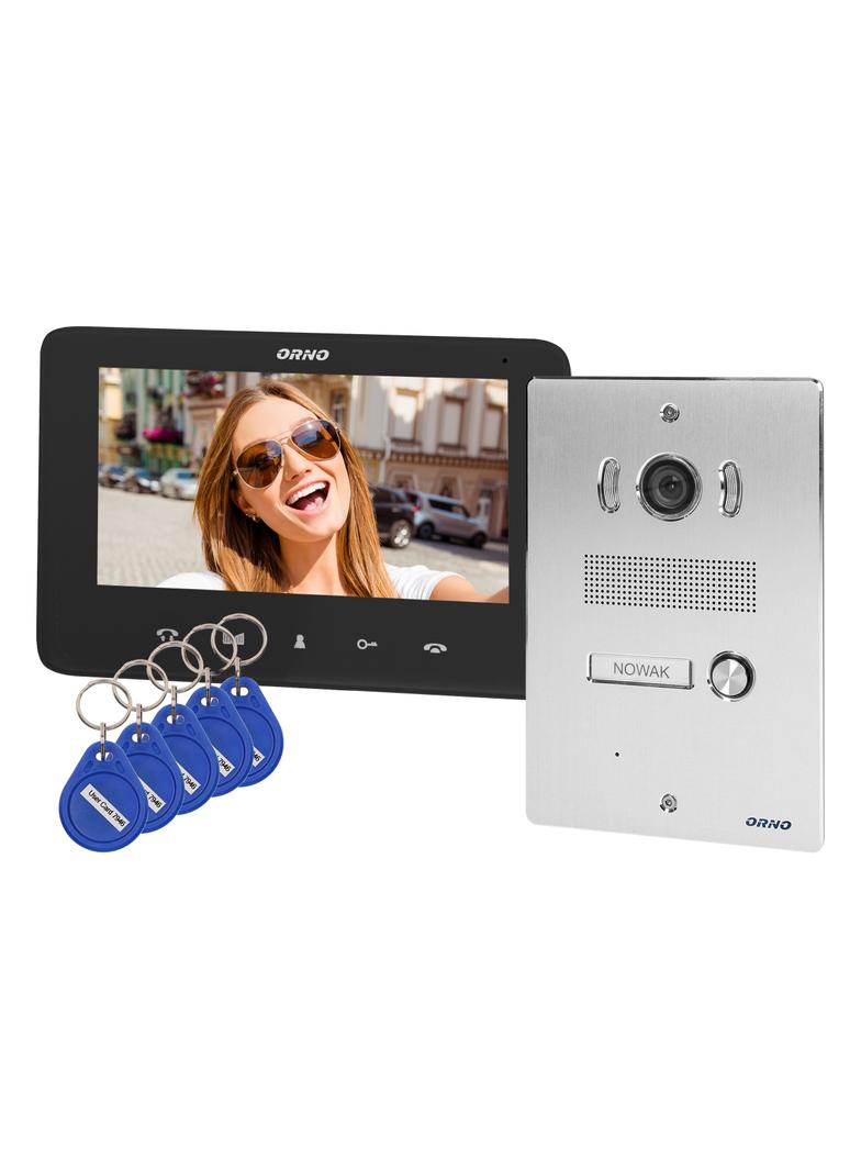 Zestaw wideodomofonowy bezsłuchawkowy kolor LCD 7" z czytnikiem breloków zbliżeniowych interkom OR-V