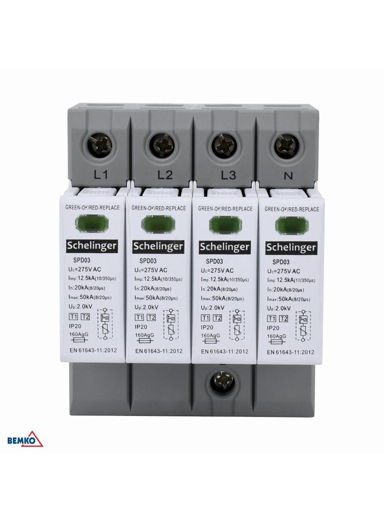 OGRANICZNIK PRZEPIĘĆ 4P 12,5kA(10/350) KLASA T1+T2 (B+C) SCHELINGER