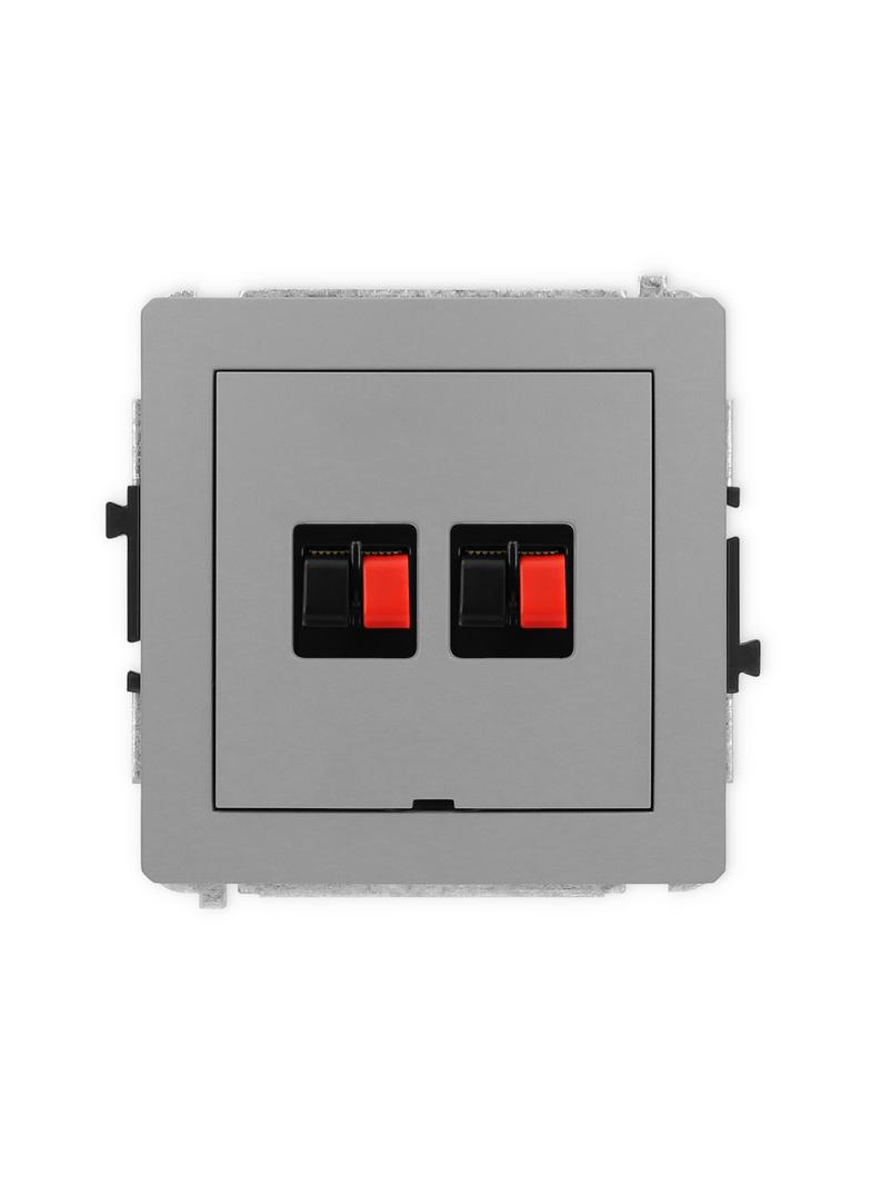 DECO Mechanizm gniazda głośnikowego podwójnego, bez pola opisowego szary mat