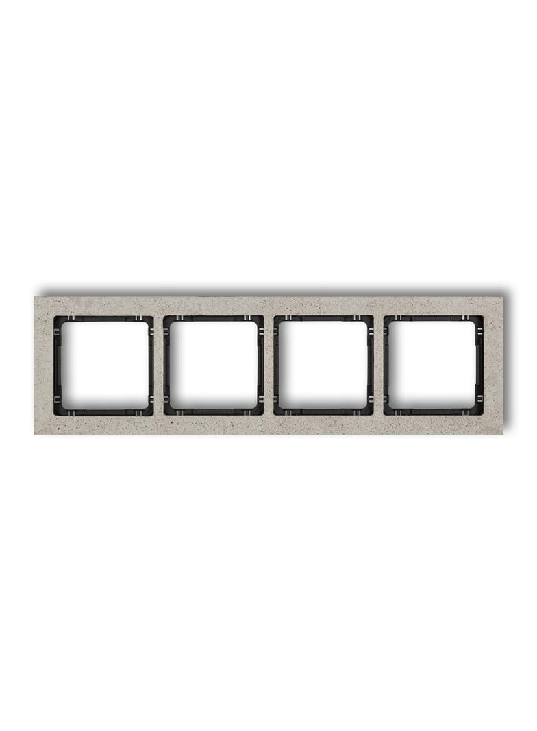 DECO Ramka uniwersalna poczwórna - beton (ramka: jasnoszara; spód: czarny)