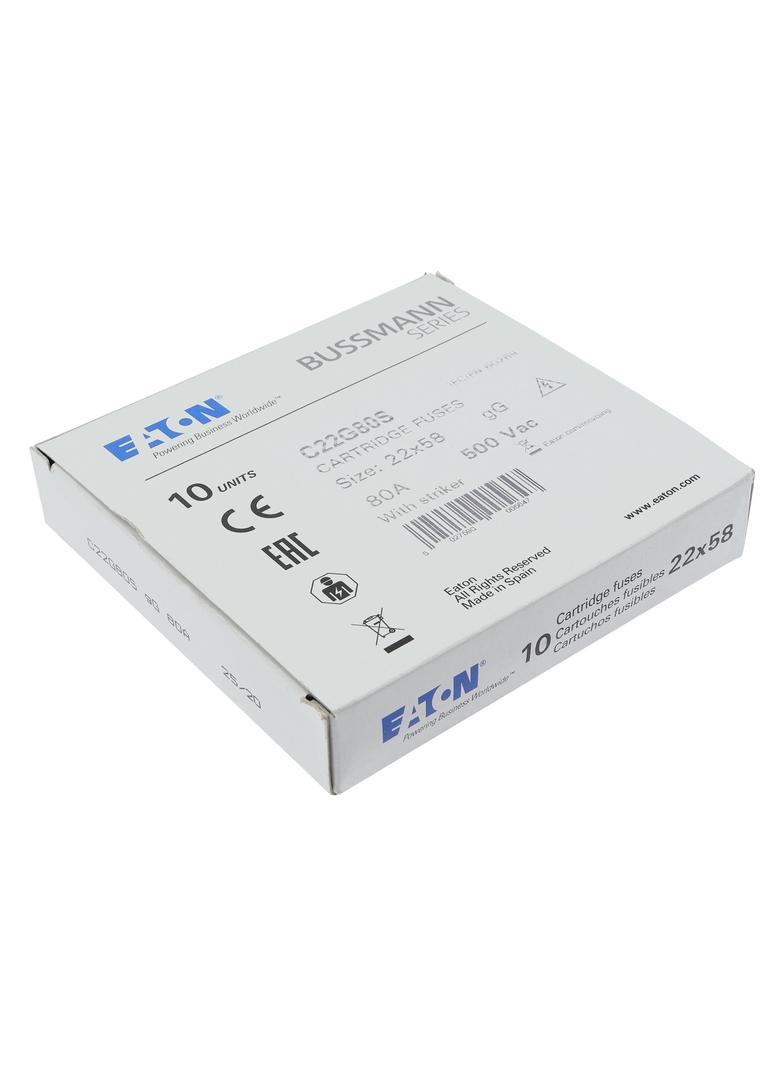 C22G80S Wkładka cylindryczna z wybijakiem 22x58 80A GG 500V AC C22G80S EATON