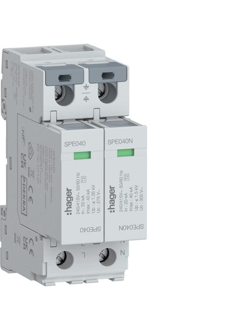 SPD Ogranicznik przepięć T2 2P 2+0 sieć TN-S/TT In=40kA Imax=40kA Up?1,35kV