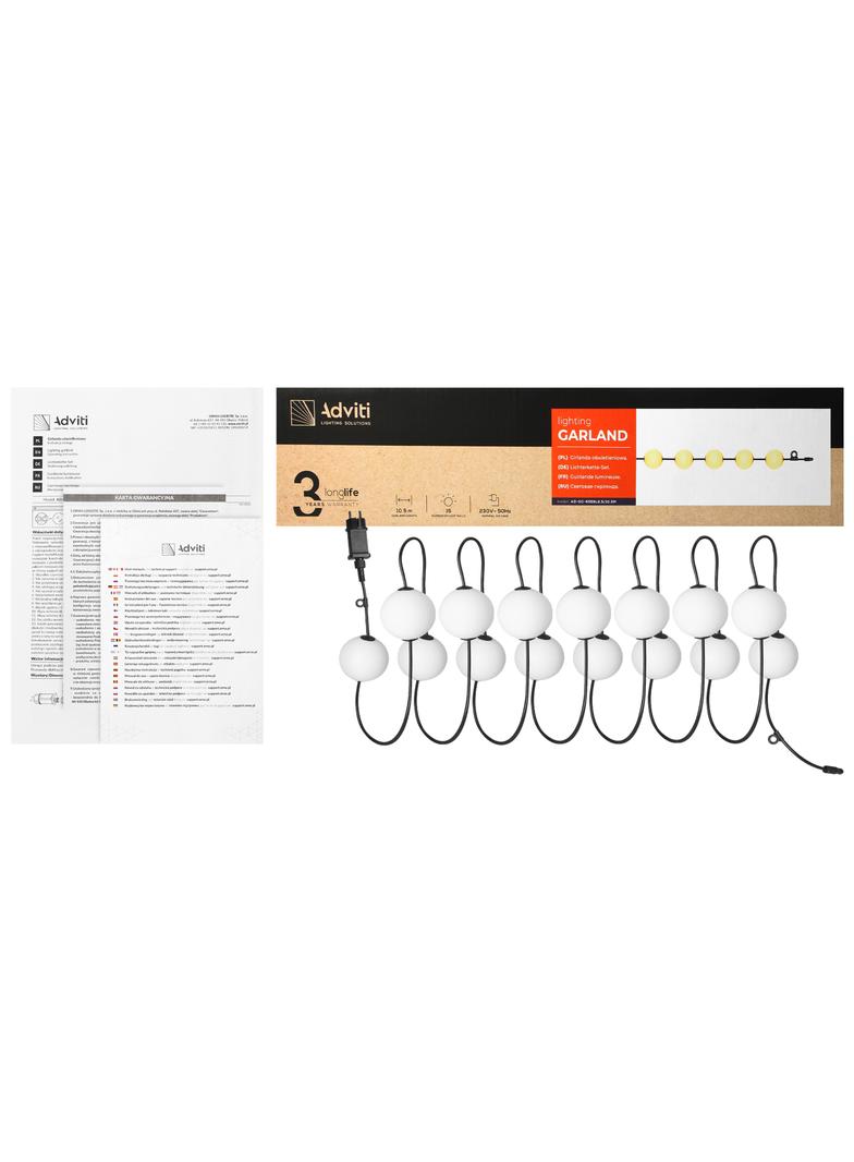 Girlanda oświetleniowa, 15 x 1W, 15 x 60lm, 2500K, 10,5m