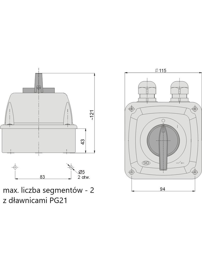 ŁUK 63-13 Włącz-wyłącz  0-I IP65
