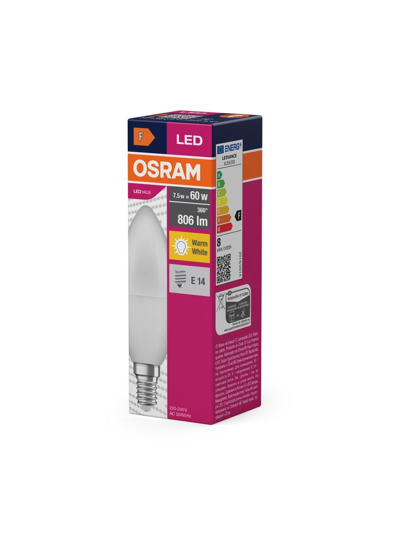 Lampa LED VALUE Classic B60 non-dim plastik 7W 827 E14