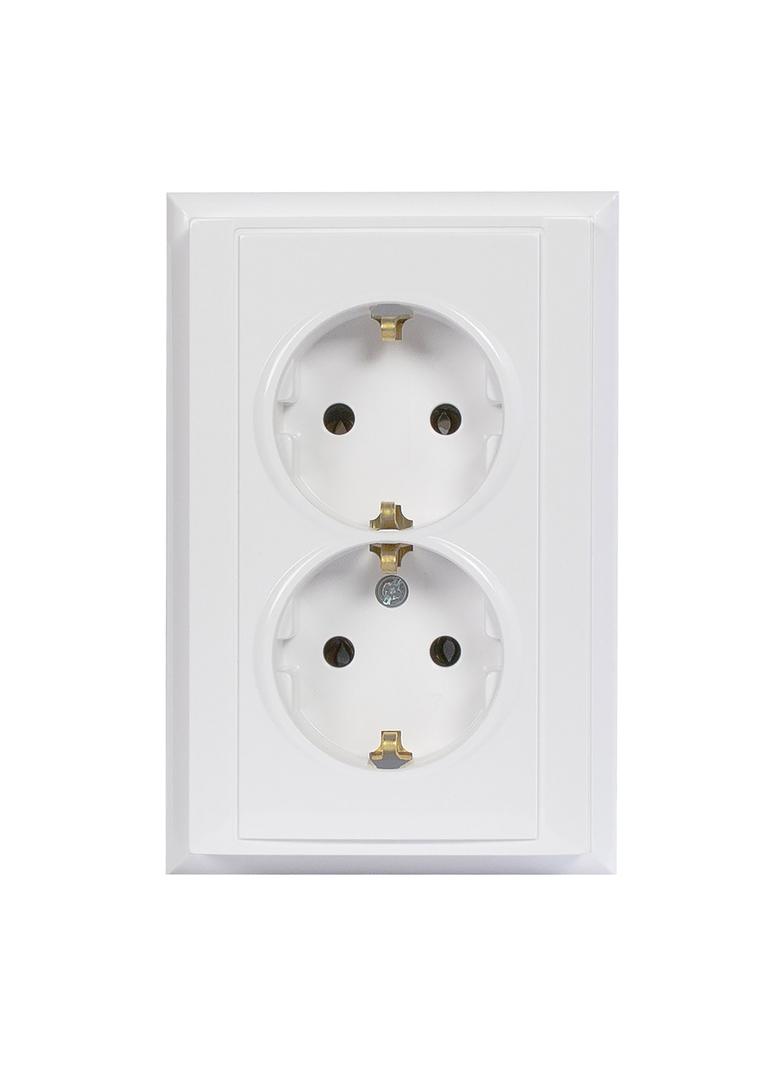 Gniazdo podwójne podtynkowe 2x2P+Z, Schuko Luna, 16A, 250V, PT-7L, biały