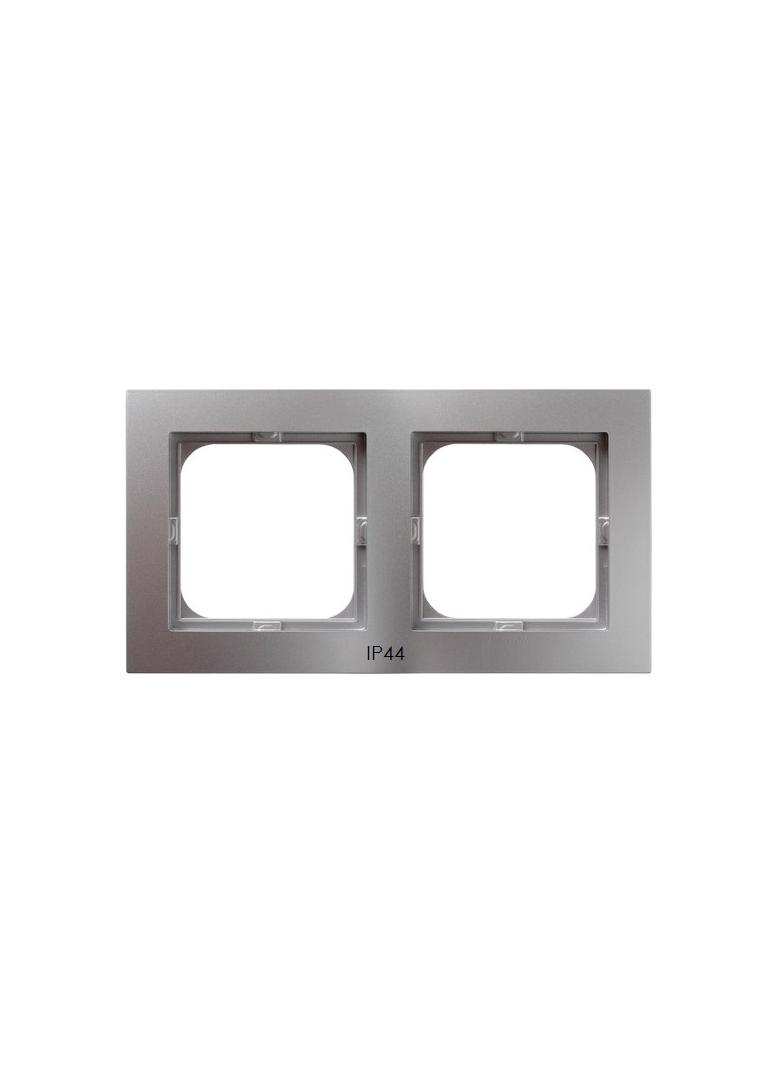 AS Ramka podwójna do łączników IP-44 - kolor srebro