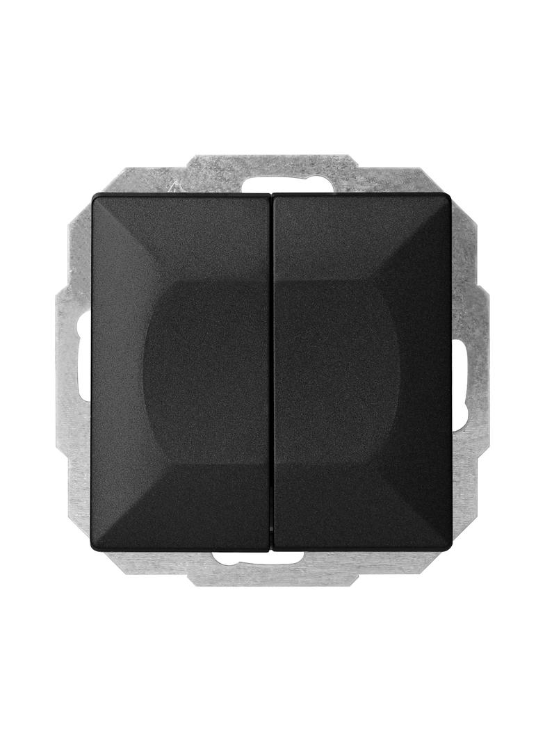 Łącznik podtynkowy schodowy podwójny Pearl, 10A, 250V, WP-2/5P, czarny