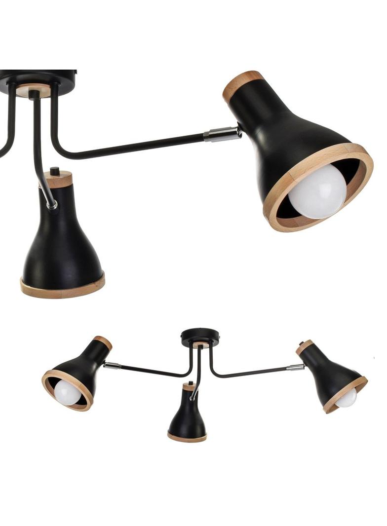 Milagro plafon Holly 3xE27 czarno/drewniany MLP6257