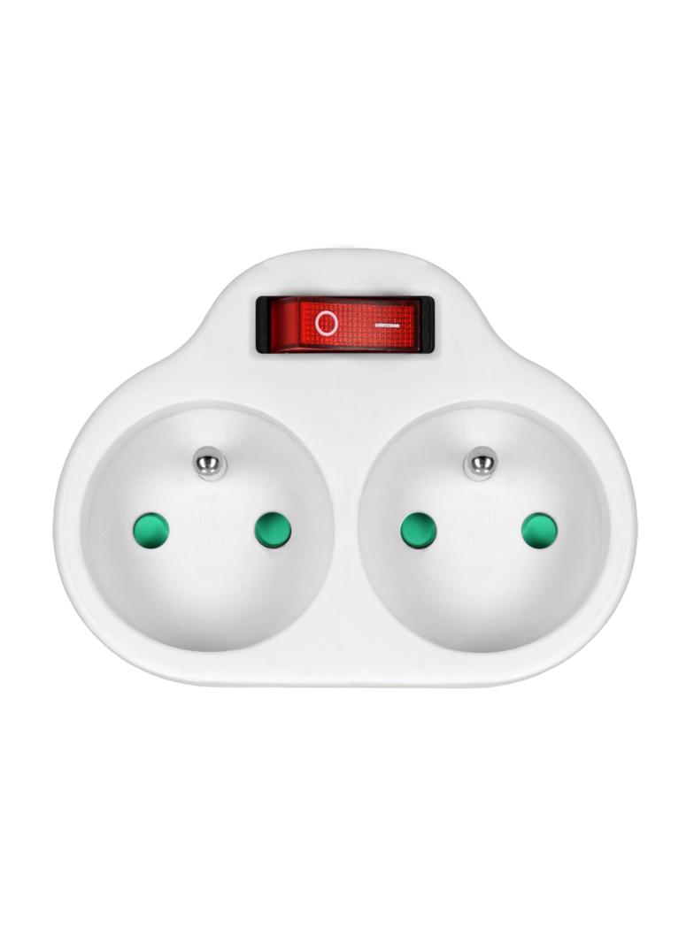 Rozgałęźnik 2x2P+Z z włącznikiem, biały OR-AE-13187 ORNO