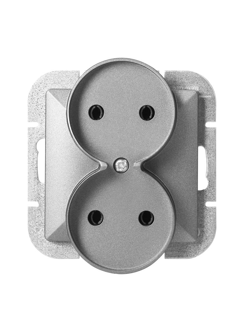 Gniazdo podwójne podtynkowe 2x2P+Z Pearl, 16A, 250V, PT-6 PR, antracyt