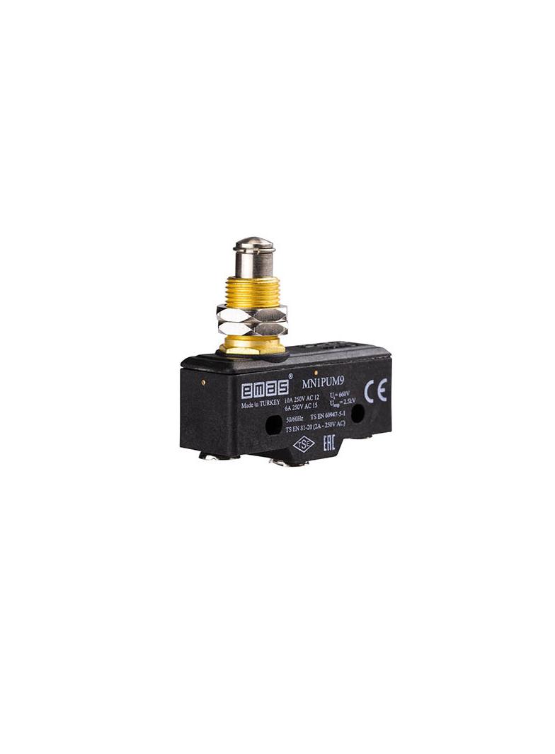 Łącznik miniaturowy, zestyk przełączny 1NO + 1NC, popychacz metalowy