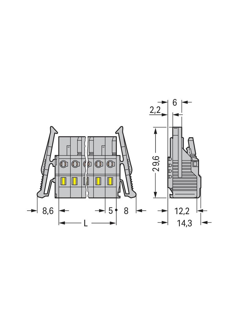 Gniazdo MCS‑MIDI Classic 4‑biegunowe szare raster 5mm 231‑104/037‑000 /50szt./ WAGO