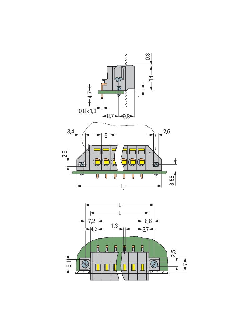 listwa zaciskowa przepustowa 11-bieg. szara raster 5 mm