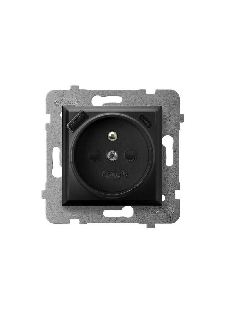 Gniazdo pojedyncze z uziemieniem z ładowarką A+C ARIA CZARNY