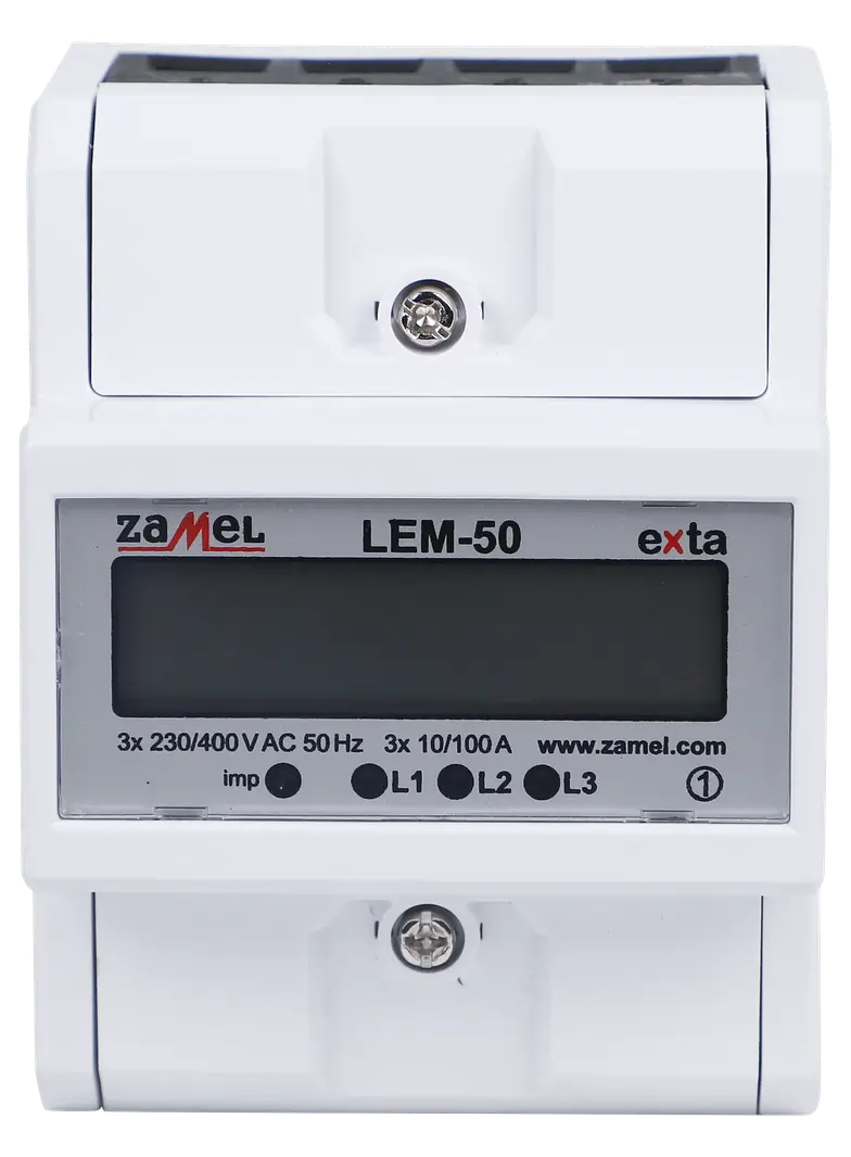 LICZNIK ENERGII ELEKTRYCZNEJ 3-FAZOWY LCD 100 A, 4-MOD TYP: LEM-50