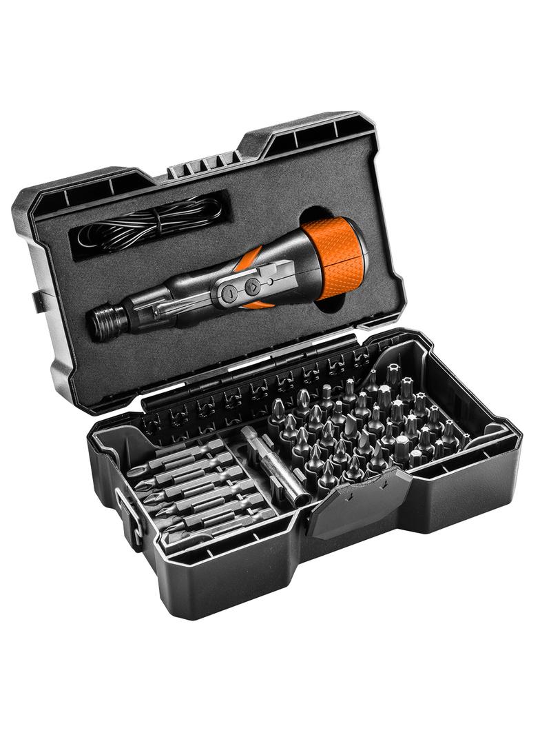 Wkrętak akumulatorowy micro-USB 3,6V, Li-Ion, plastikowe pudełko+akcesoria