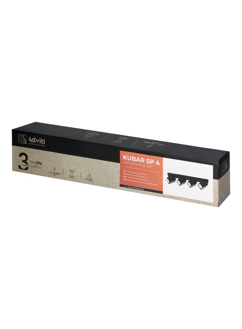 KUBAR SP 4, oprawa ścienno-sufitowa, GU10 max. 4x35W, IP20, czarna AD-OP-6512BGU10 ORNO