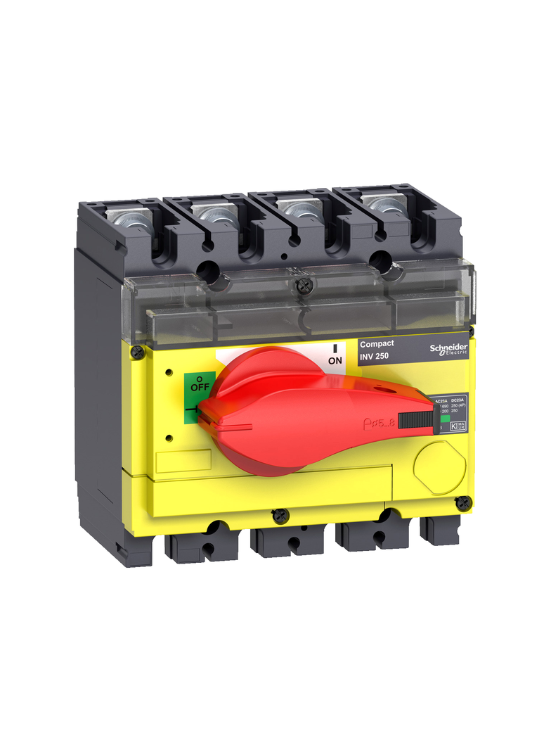 Compact INS INV, rozłącznik INV250 czerwono-żółty 250A 4P