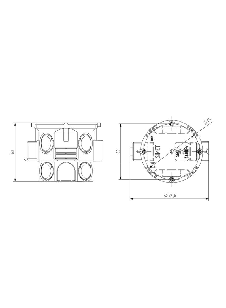 S60D ,  Puszka podt. O 60 szeregowa, głęboka , niebieski