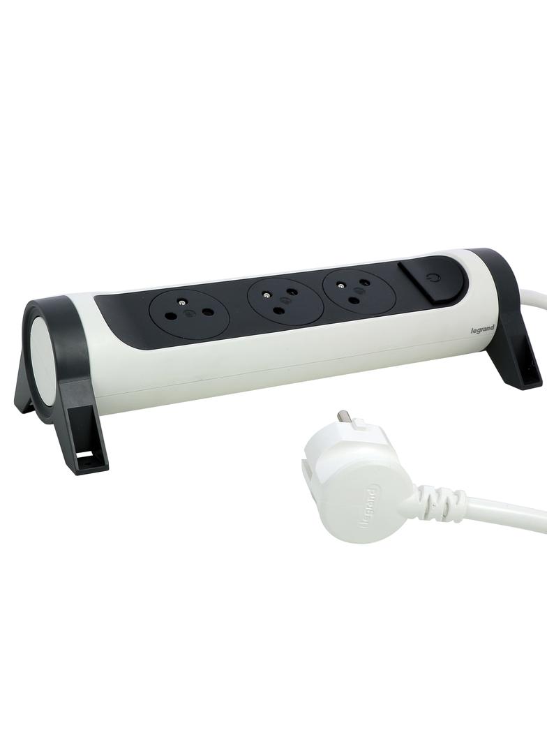 PRZEDŁUŻACZ PREMIUM, OBROTOWY, 3X2P+Z, Z PRZEWODEM 3.0 METRA 3X1.5 MM2 - BIAŁY/GRAFITOWY, Legrand