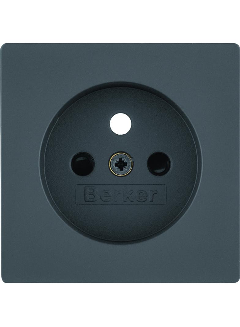 BERKER Q.x Płytka czołowa z przysłoną styków do gniazda z uziemieniem antracyt aksamit lakierowana 3