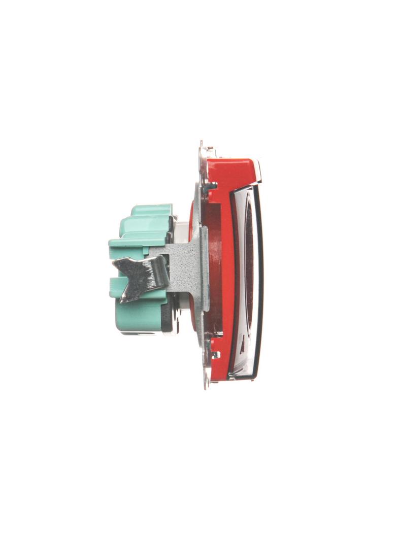 Simon Basic Gniazdo wtyczkowe z uziemieniem z przesł. torów prądowych bryzgoszczelne IP44 16A 250V zaciski śrubowe klapka transp. czerwone BMGZ1BZ.01/22A BMGZ1Bz.01/22a KONTAKT