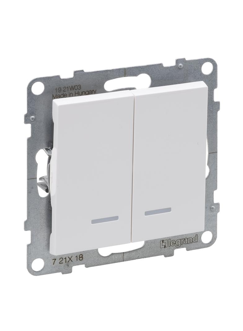 SUNO - Łącznik schodowy podwójny z podświetleniem - 10 AX - 250 V~ - zaciski automatyczne, Biały, Le