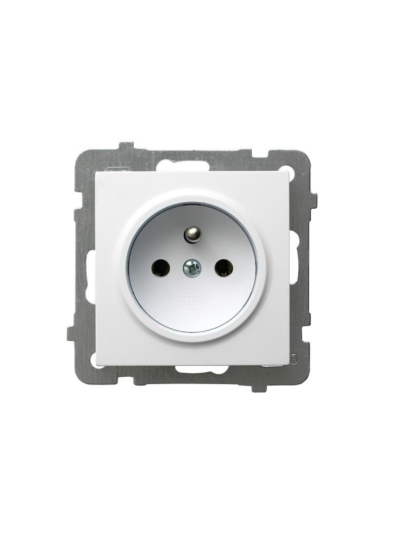 AS Gniazdo pojedyncze z uziemieniem - kolor biały