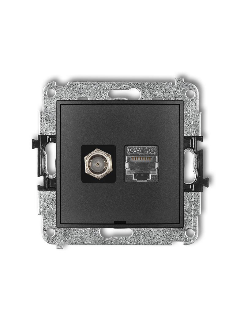 ICON Mechanizm gniazda antenowego poj. typu F (SAT) + gniazda komp. poj. 1xRJ45, kat. 6 ekranowany,