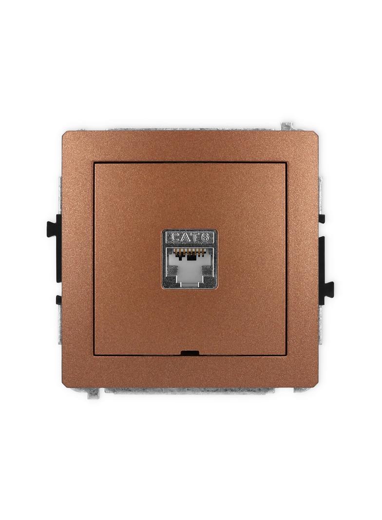 DECO Mechanizm gniazda komputerowego pojedynczego 1xRJ45, kat. 6, ekranowany, 8-stykowy, bez pola op