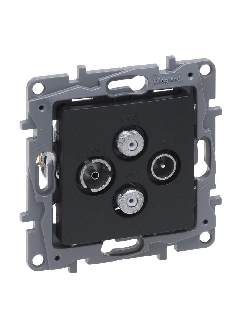 NILOE SELECTION - GNIAZDO TV-RD-SAT-SAT KOŃCOWE DO INSTALACJI TYPU GWIAZDA 1,5 DB ANTRACYT, Legrand